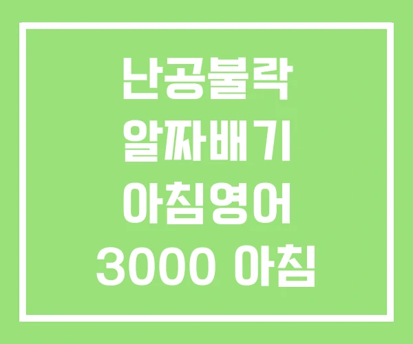 난공불락 알짜배기 아침영어 3000 아침 영어로 아침식사