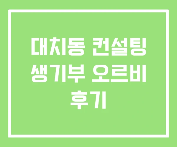 대치동 컨설팅 생기부 오르비 후기
