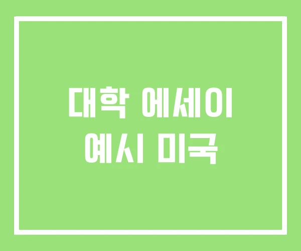 대학 에세이 예시 미국 대학 에세이 예시 미국