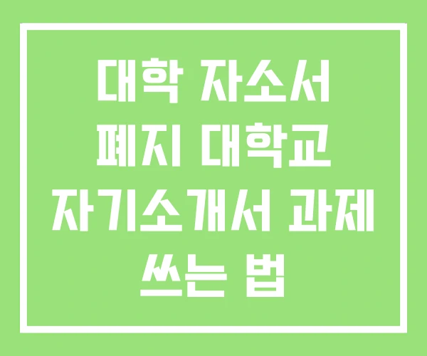 대학 자소서 폐지 대학교 자기소개서 과제 쓰는 법 대학 자소서 폐지 대학교 자기소개서 과제 쓰는 법