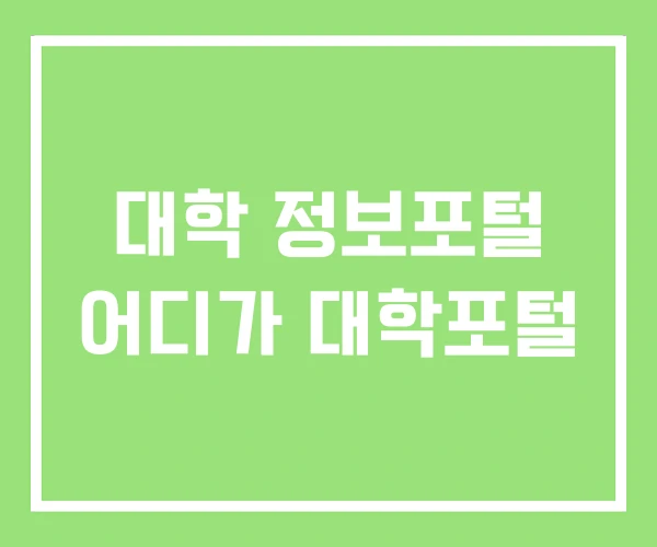대학 정보포털 어디가 대학포털