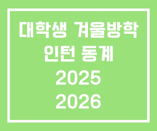대학생 겨울방학 인턴 동계 2025 2026 대학생 겨울방학 인턴 동계 2025 2026