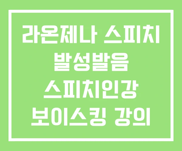 라온제나 스피치 발성발음 스피치인강 보이스킹 강의 라온제나 스피치 발성발음 스피치인강 보이스킹 강의
