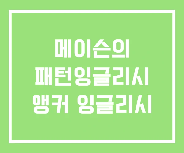 메이슨의 패턴잉글리시 앵커 잉글리시 메이슨의 패턴잉글리시 앵커 잉글리시