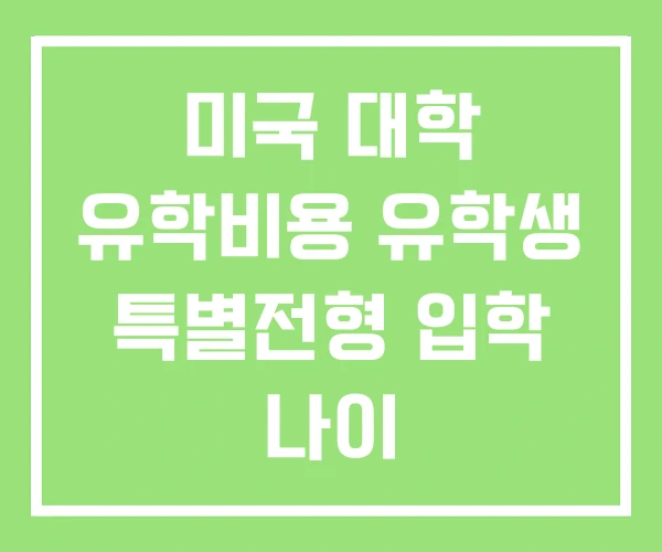 미국 대학 유학비용 유학생 특별전형 입학 나이 미국 대학 유학비용 유학생 특별전형 입학 나이
