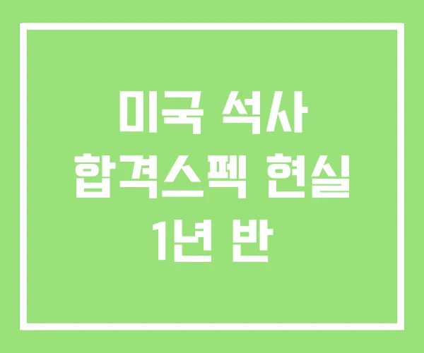 미국 석사 합격스펙 현실 1년 반
