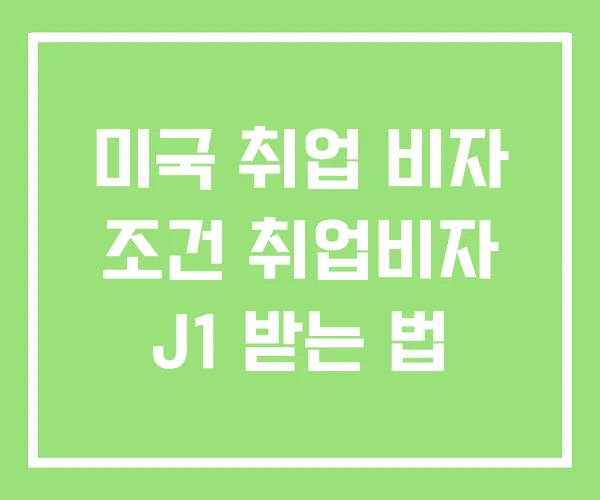 미국 취업 비자 조건 취업비자 J1 받는 법 미국 취업 비자 조건 취업비자 J1 받는 법