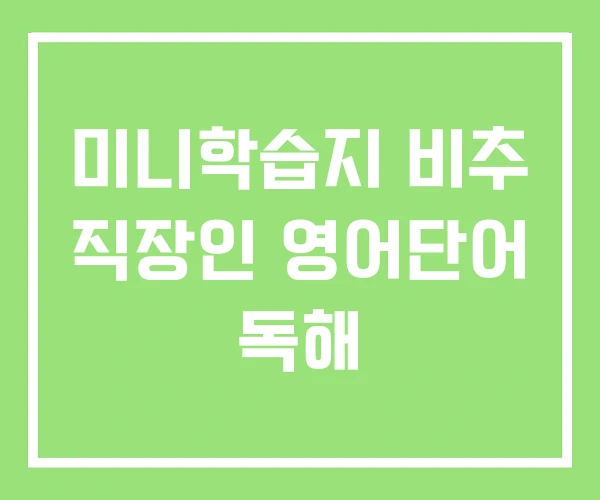 미니학습지 비추 직장인 영어단어 독해