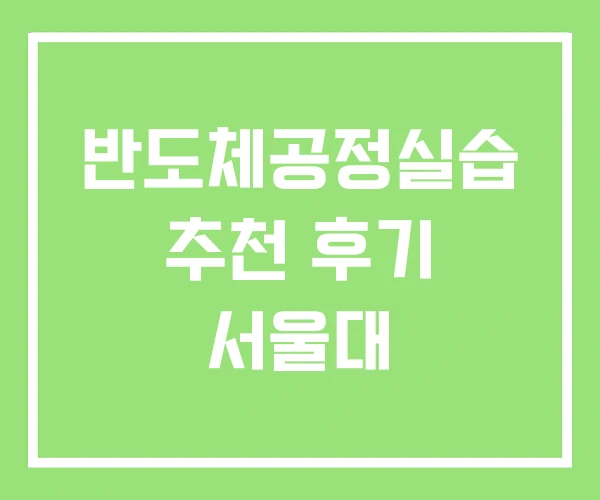 반도체공정실습 추천 후기 서울대 반도체공정실습 추천 후기 서울대