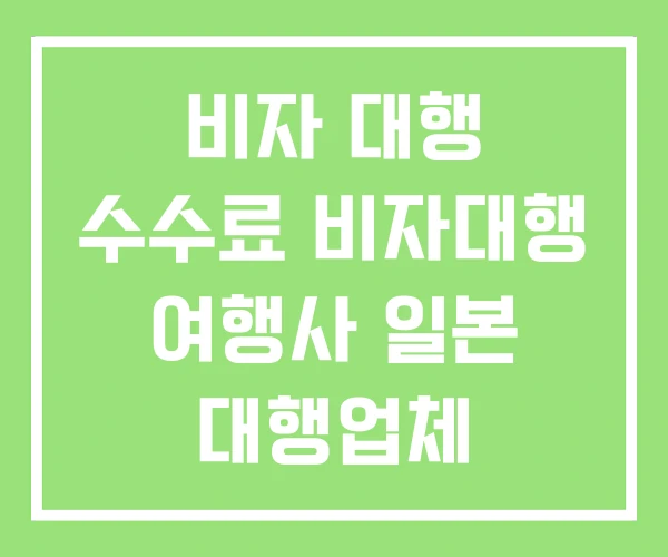 비자 대행 수수료 비자대행 여행사 일본 대행업체