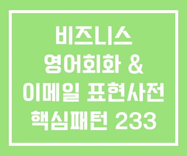 비즈니스 영어회화 & 이메일 표현사전 핵심패턴 233 비즈니스 영어회화 & 이메일 표현사전 핵심패턴 233