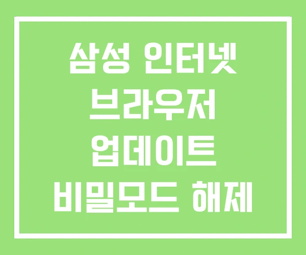 삼성 인터넷 브라우저 업데이트 비밀모드 해제 삼성 인터넷 브라우저 업데이트 비밀모드 해제