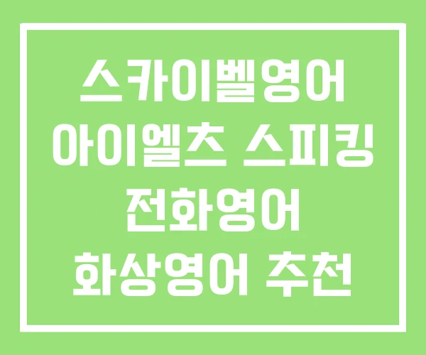 스카이벨영어 아이엘츠 스피킹 전화영어 화상영어 추천
