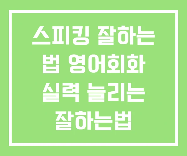 스피킹 잘하는 법 영어회화 실력 늘리는 잘하는법