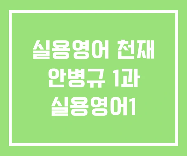 실용영어 천재 안병규 1과 실용영어1 실용영어 천재 안병규 1과 실용영어1