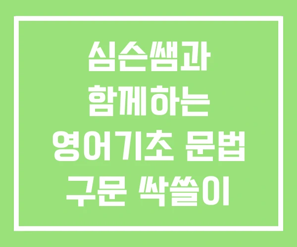 심슨쌤과 함께하는 영어기초 문법 구문 싹쓸이 심우철