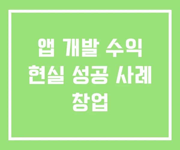 앱 개발 수익 현실 성공 사례 창업 앱 개발 수익 현실 성공 사례 창업