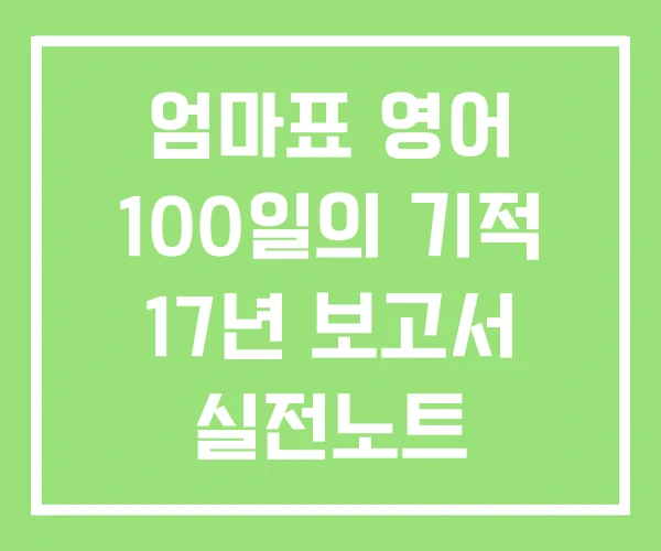 엄마표 영어 100일의 기적 17년 보고서 실전노트 엄마표 영어 100일의 기적 17년 보고서 실전노트