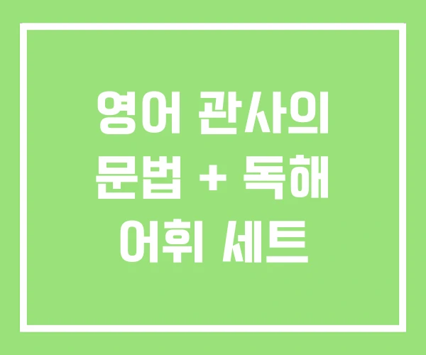 영어 관사의 문법 + 독해 어휘 세트 영어 관사의 문법 + 독해 어휘 세트