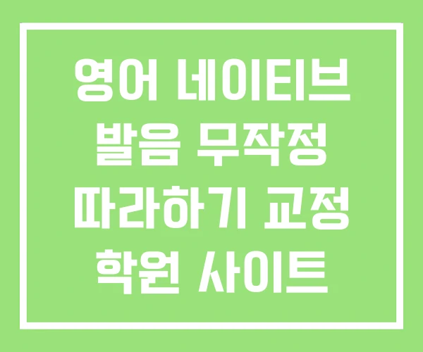 영어 네이티브 발음 무작정 따라하기 교정 학원 사이트