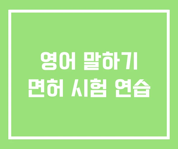 영어 말하기 면허 시험 연습 영어 말하기 면허 시험 연습