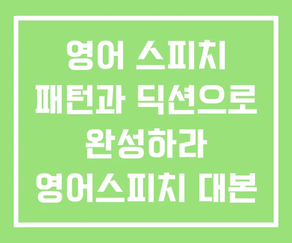 영어 스피치 패턴과 딕션으로 완성하라 영어스피치 대본 영어 스피치 패턴과 딕션으로 완성하라 영어스피치 대본