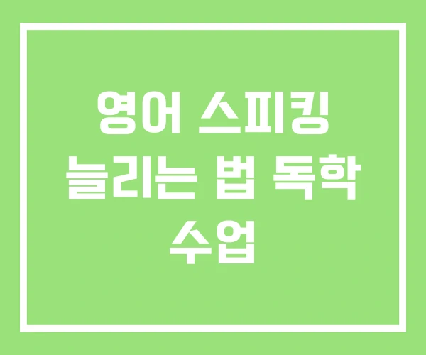 영어 스피킹 늘리는 법 독학 수업