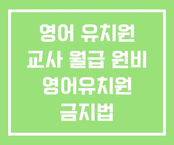 영어 유치원 교사 월급 원비 영어유치원 금지법 영어 유치원 교사 월급 원비 영어유치원 금지법