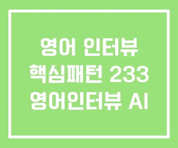 영어 인터뷰 핵심패턴 233 영어인터뷰 AI 영어 인터뷰 핵심패턴 233 영어인터뷰 AI
