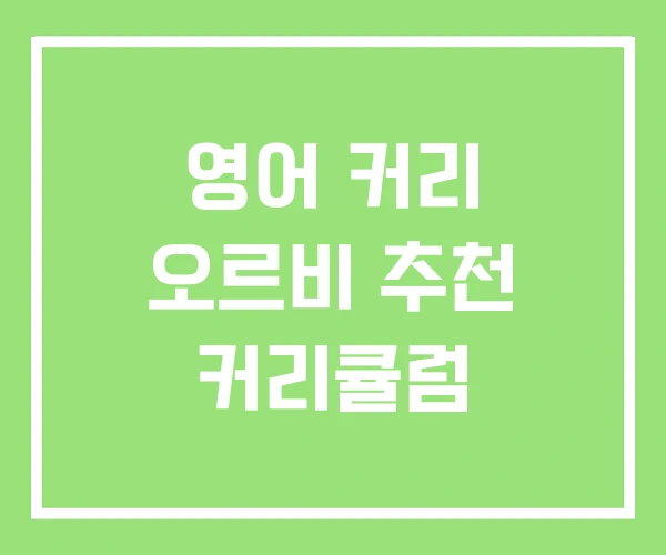 영어 커리 오르비 추천 커리큘럼 영어 커리 오르비 추천 커리큘럼