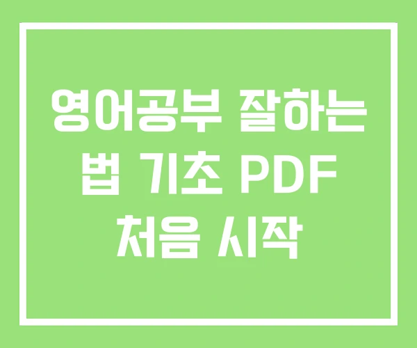 영어공부 잘하는 법 기초 PDF 처음 시작 영어공부 잘하는 법 기초 PDF 처음 시작