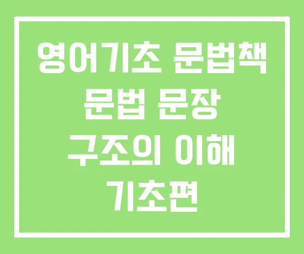 영어기초 문법책 문법 문장 구조의 이해 기초편 영어기초 문법책 문법 문장 구조의 이해 기초편