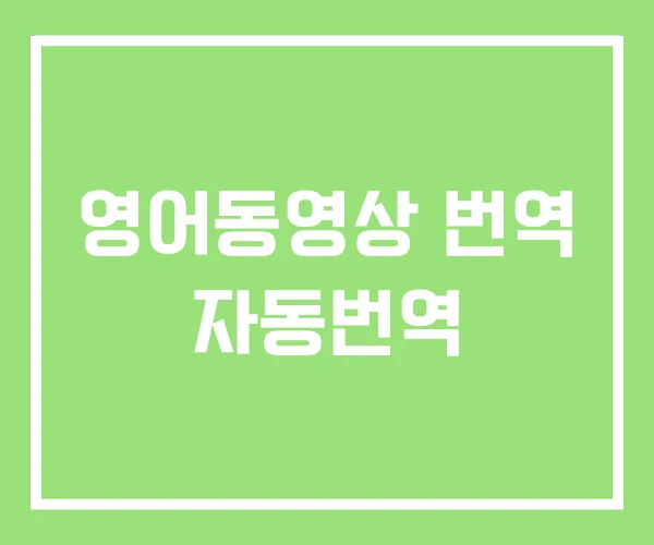 영어동영상 번역 자동번역