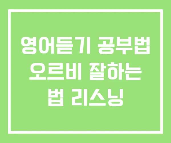 영어듣기 공부법 오르비 잘하는 법 리스닝 영어듣기 공부법 오르비 잘하는 법 리스닝