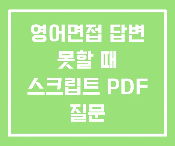 영어면접 답변 못할 때 스크립트 PDF 질문