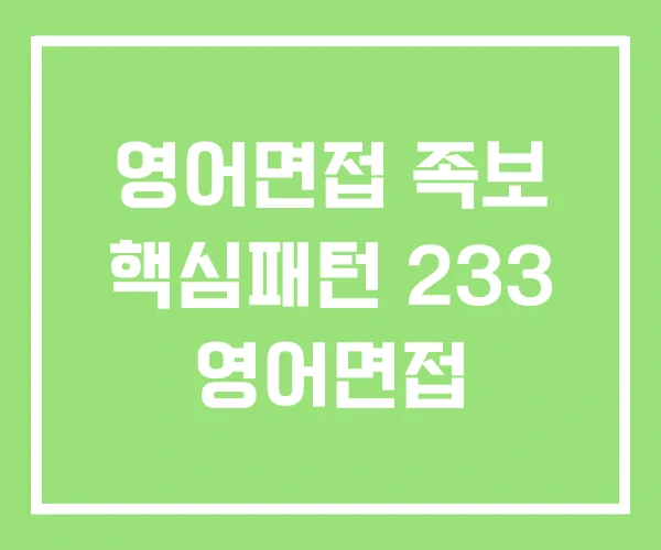 영어면접 족보 핵심패턴 233 영어면접 영어면접 족보 핵심패턴 233 영어면접