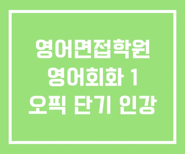 영어면접학원 영어회화 1 오픽 단기 인강