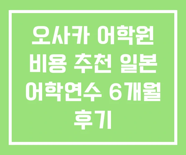오사카 어학원 비용 추천 일본 어학연수 6개월 후기 오사카 어학원 비용 추천 일본 어학연수 6개월 후기