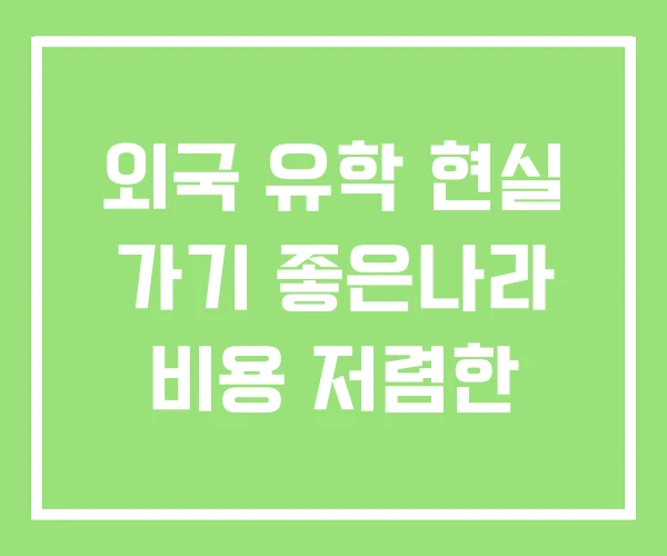 외국 유학 현실 가기 좋은나라 비용 저렴한 외국 유학 현실 가기 좋은나라 비용 저렴한