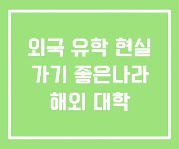 외국 유학 현실 가기 좋은나라 해외 대학 외국 유학 현실 가기 좋은나라 해외 대학