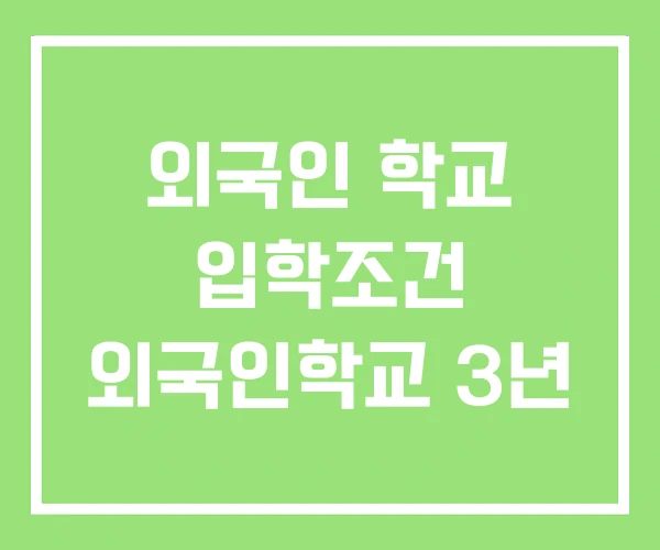 외국인 학교 입학조건 외국인학교 3년 외국인 학교 입학조건 외국인학교 3년
