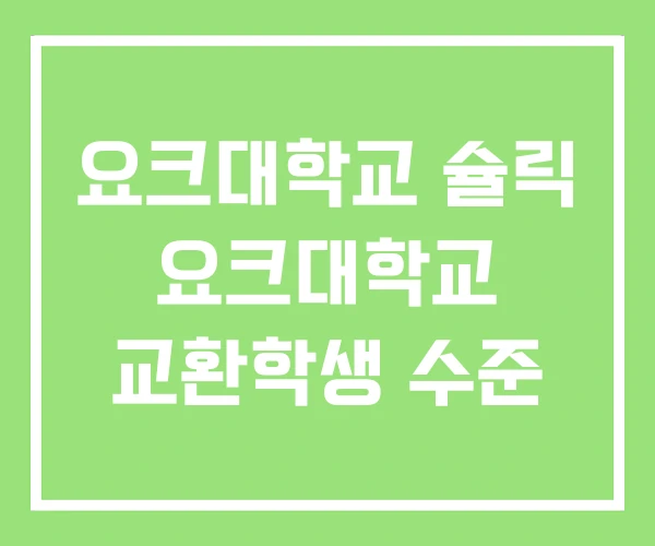 요크대학교 슐릭 요크대학교 교환학생 수준 요크대학교 슐릭 요크대학교 교환학생 수준