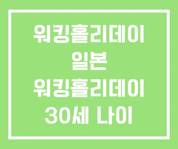 워킹홀리데이 일본 워킹홀리데이 30세 나이 35세 워킹홀리데이 일본 워킹홀리데이 30세 나이 35세