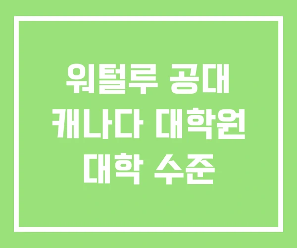 워털루 공대 캐나다 대학원 대학 수준 워털루 공대 캐나다 대학원 대학 수준