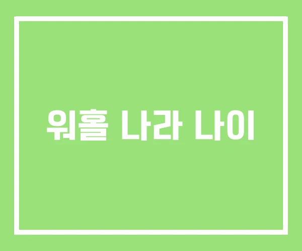 워홀 나라 나이 워홀 나라 나이