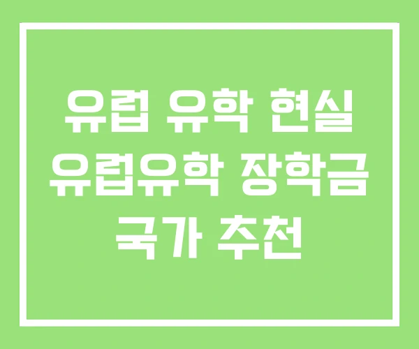 유럽 유학 현실 유럽유학 장학금 국가 추천 유럽 유학 현실 유럽유학 장학금 국가 추천