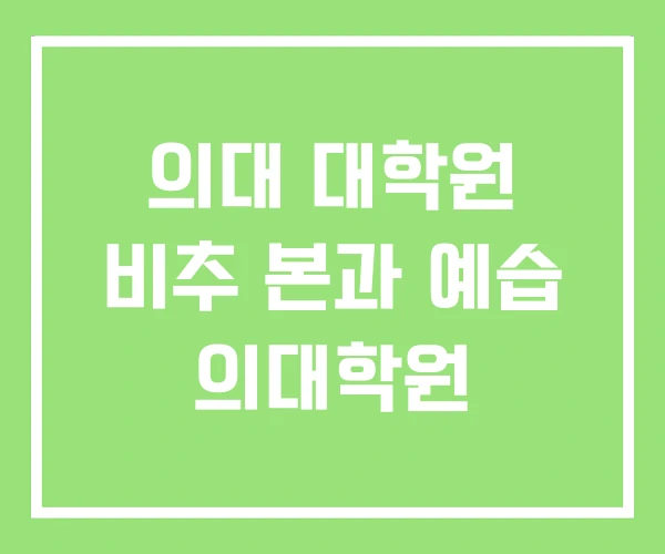 의대 대학원 비추 본과 예습 의대학원