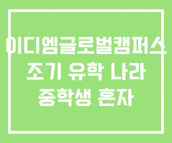 이디엠글로벌캠퍼스 조기 유학 나라 중학생 혼자