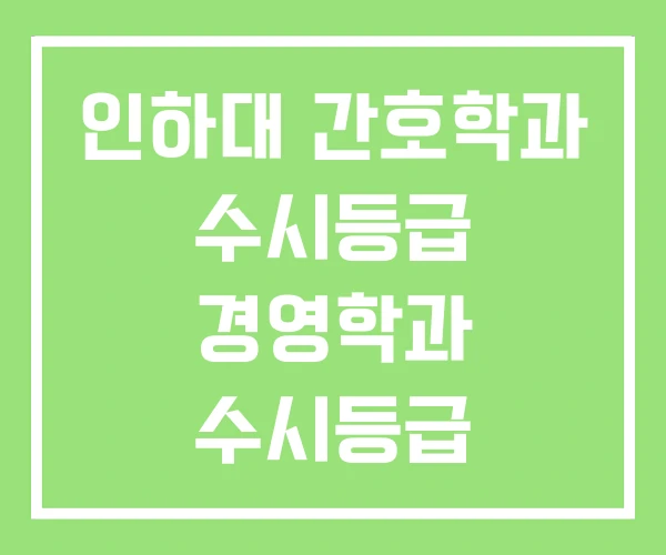 인하대 간호학과 수시등급 경영학과 수시등급 기계공학과