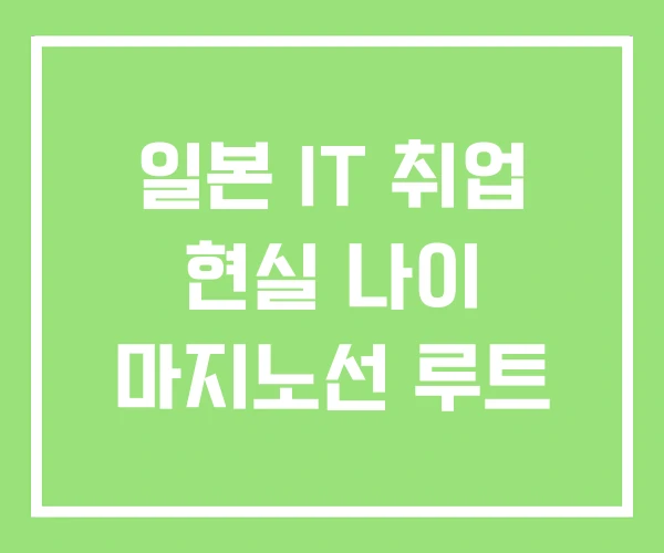 일본 IT 취업 현실 나이 마지노선 루트 일본 IT 취업 현실 나이 마지노선 루트